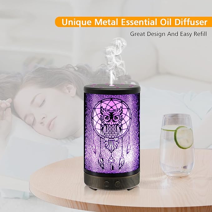 Owl Essential Oil Diffuser, Daroma 100ml Metal Aromatherapy Ultrasonic Cool - Image 2