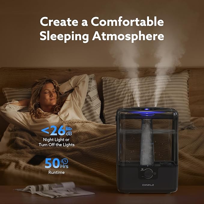 CHIVALZ Humidifiers for Bedroom Large Room Home, 6L Cool Mist Humidifier for - Image 3