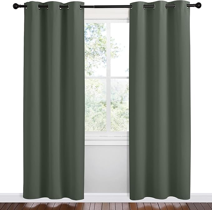 NICETOWN Blackout Curtain Panels, Dark Mallard, 1 Pair, 42 by 78-Inch, Home - Image 2