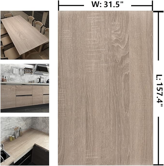 31.5"x 157.4" Light Brown Gray Wood Grain Textured Contact Paper Oak - Image 7