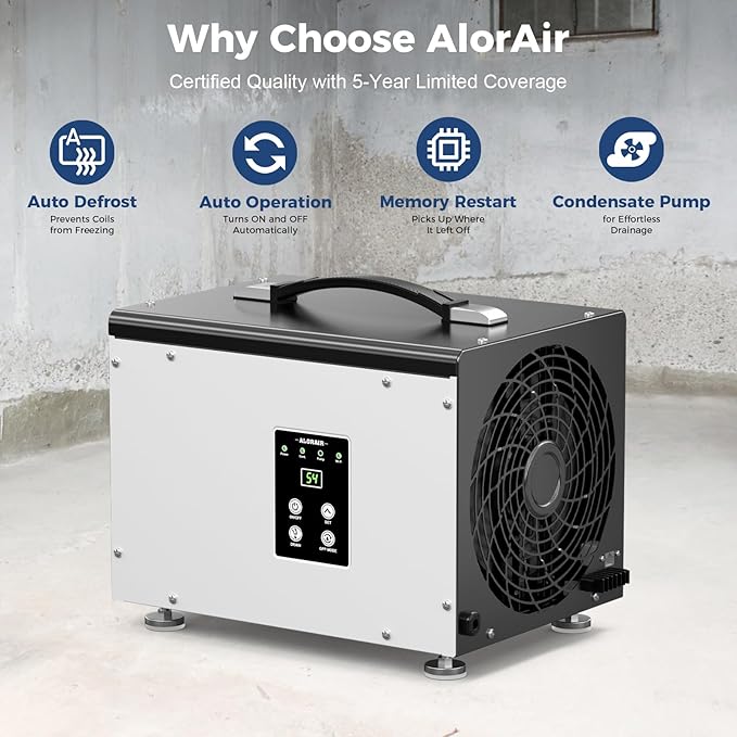 ALORAIR Wi-Fi Crawl Space and Basement Dehumidifier, 70 Pint - Image 4