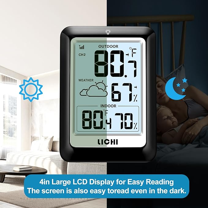 Indoor Outdoor Thermometer Wireless Weather Station, Internal External - Image 6