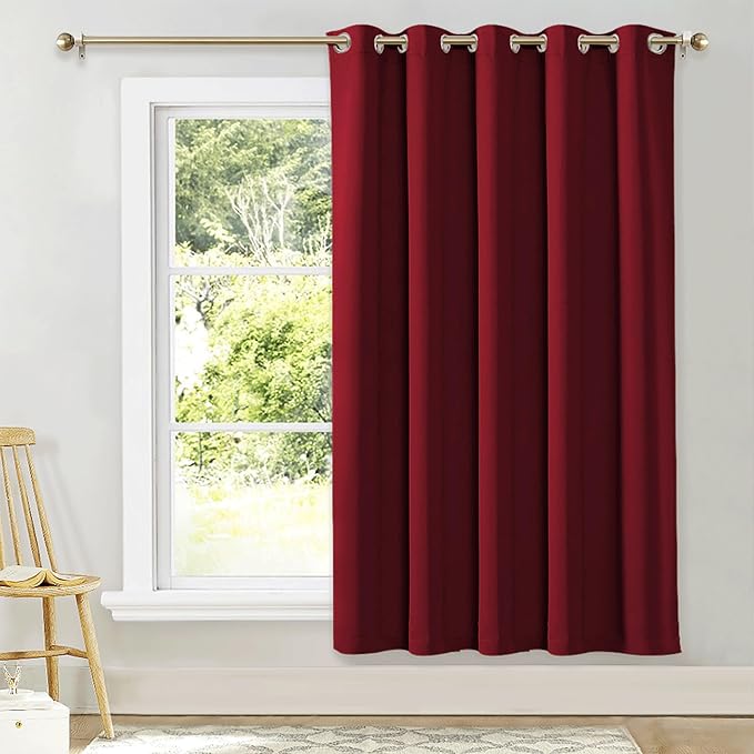 NICETOWN Christmas Red Insulated Blackout Curtain Home Decoration Solid Grommet by NICETOWN