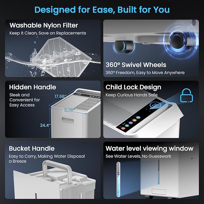5, 000 Sq.Ft Most Efficient Energy Star 2024 Dehumidifier, Vellgoo Max 120 - Image 6