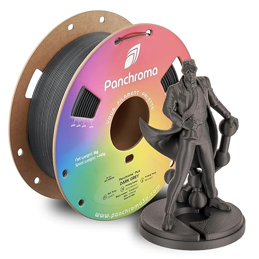 Panchroma PLA Dark Grey 3D Printer Filament, 1kg Spool, High Speed Printing by Polymaker