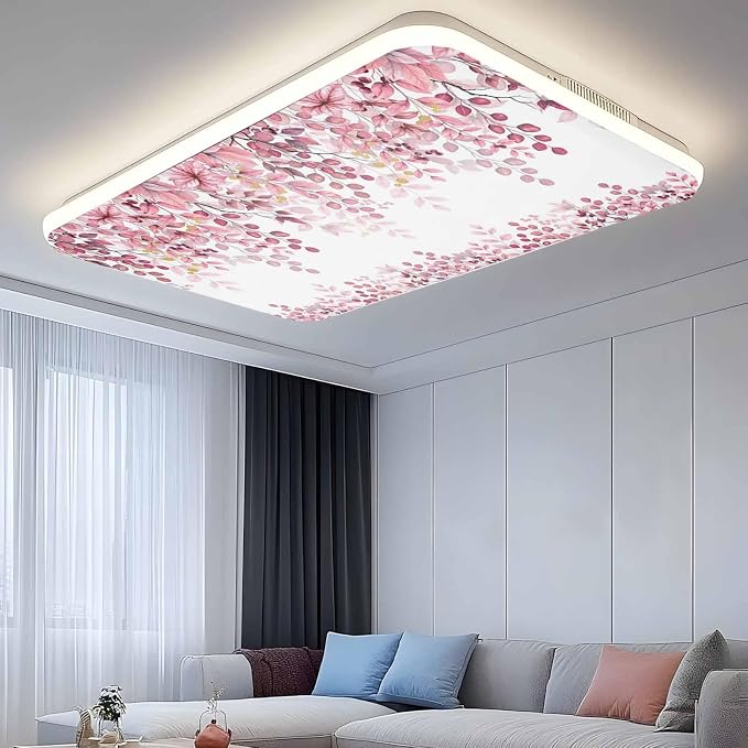 Fluorescent Light Covers for Ceiling Lights Pink Eucalyptus Leaves Magnetic - Image 9