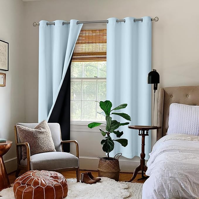 BGment Baby Blue 100% Blackout Curtains - Image 2