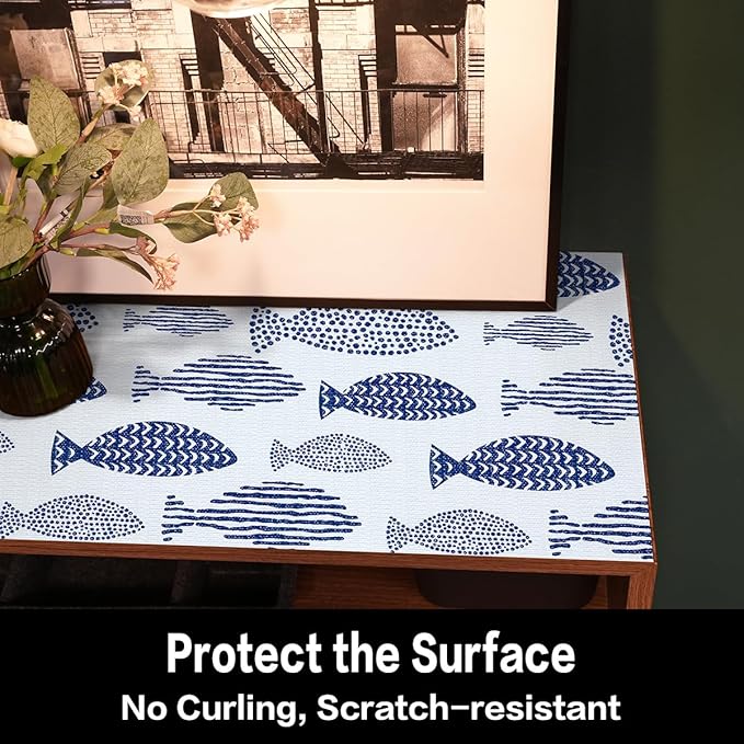Blue Shelf Liner for Kitchen Cabinets Non Adhesive Drawer Liners Non Slip - Image 7