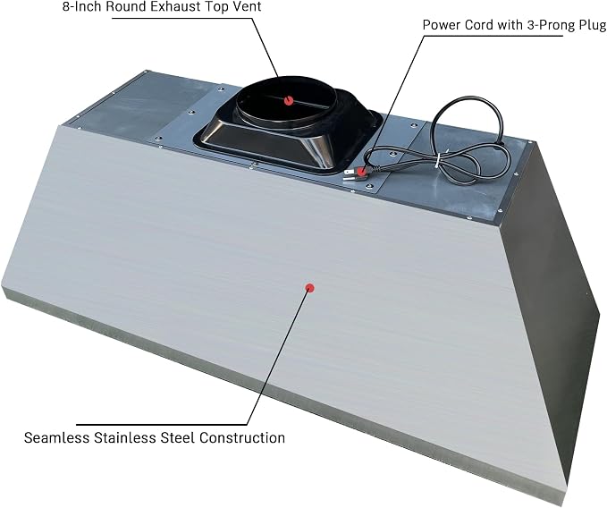 CT Copper Tailor Sloped Copper Vent Hood Wall Mount, 1260 CFM Exhaust Fan - Image 9