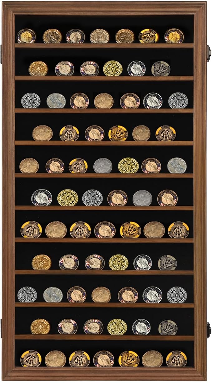 Jinchuan Military Challenge Coin Display Case Lockable Cabinet Rack Shadow Box - Image 7