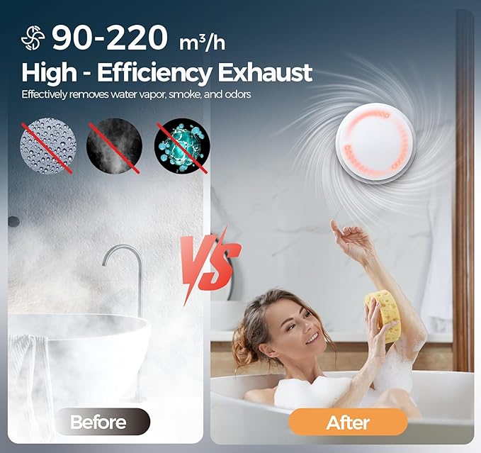 Bathroom Exhaust Fan with Light, 10 RGB Lights Upgraded 2 Way 6 Speed Bathroom - Image 7