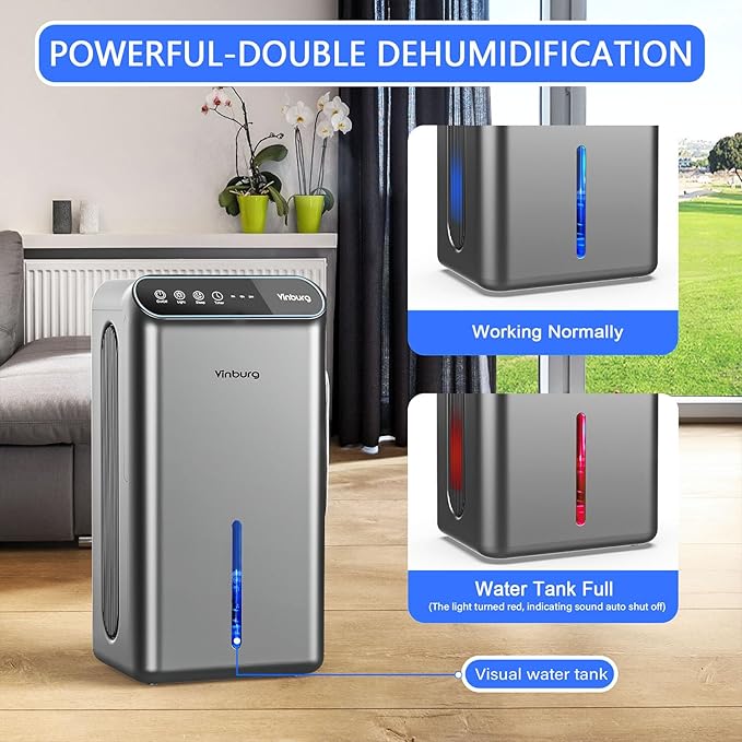 Dehumidifier for Basement Quiet Dehumidifiers for Home, Auto Shut-Off, Sleep - Image 5