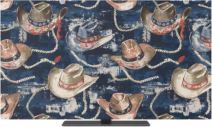 Western Cowboy Hat Indoor TV Cover, Elastic TV Screen Protector Watercolor - Image 2