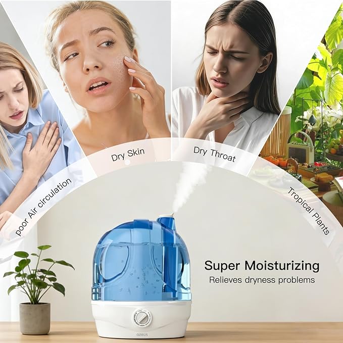 AZEUS Humidifiers, 2.8L Ultrasonic Cool Mist Humidifier - Image 5