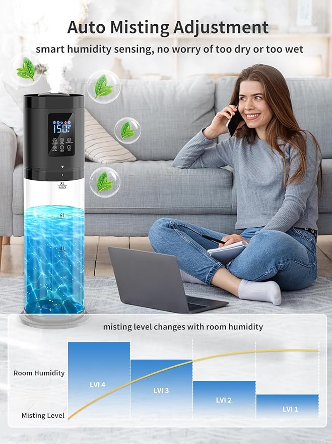 8L Humidifiers for Bedroom, 30dB Quiet, 500ft² Coverage, 60H Runtime, Top Fill - Image 8