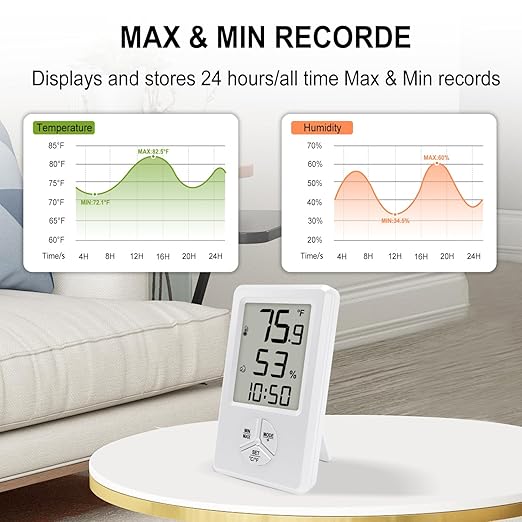 Urageuxy Digital Hygrometer Indoor Thermometer - Image 5