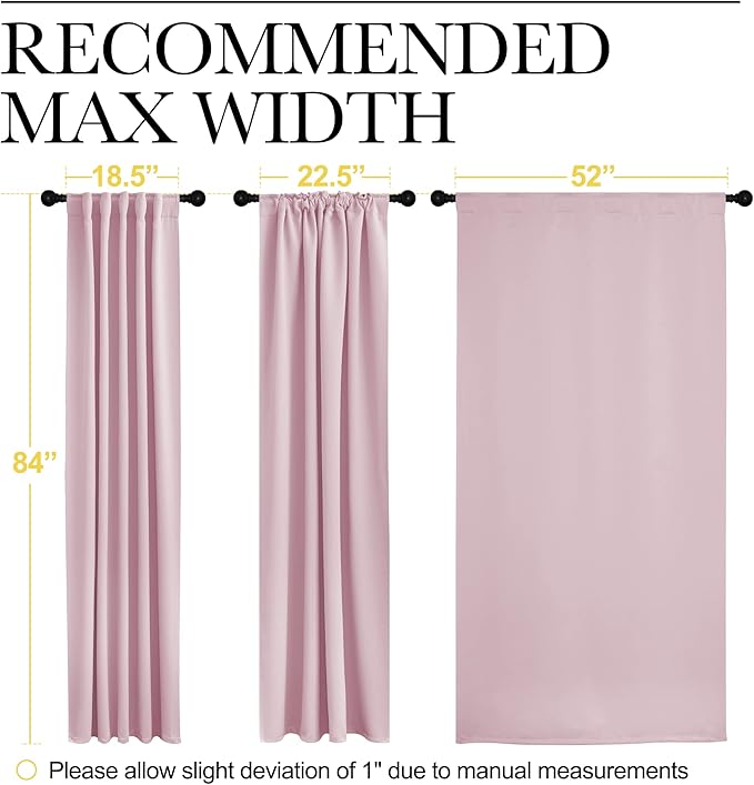 Blackout Curtain Panels for Girls Room Baby Pink 52W 84L 2 Panels Noise - Image 7