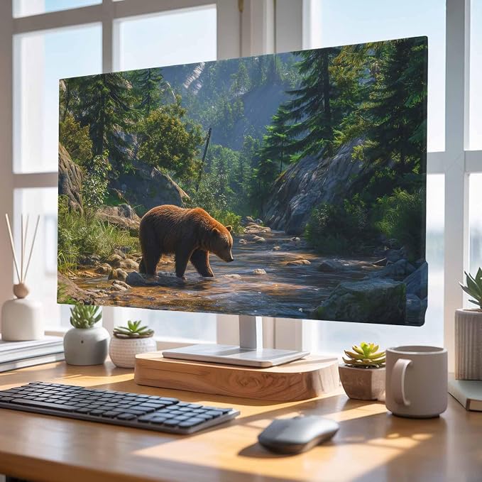 Bear Forest Mountains River Indoor TV Cover, Elastic TV Screen Protector - Image 5