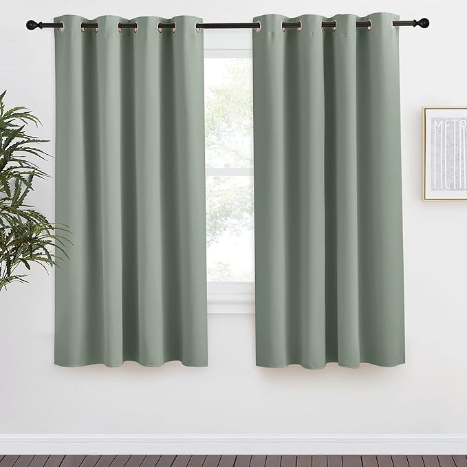 NICETOWN Blackout Greyish Green Curtain 68 inch Length by NICETOWN