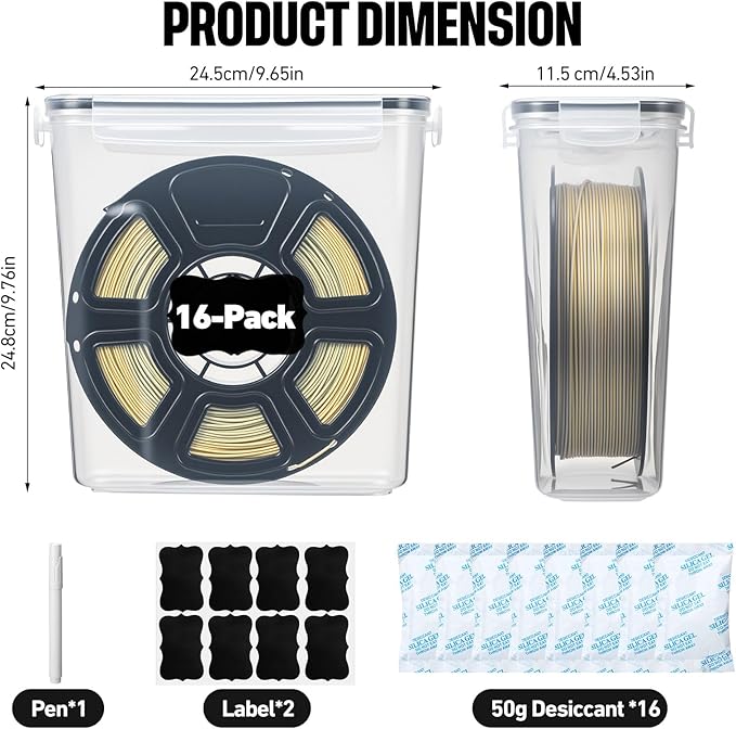 16 Pack 3D Printer Filament Storage Box - Image 2