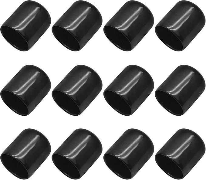 12Pcs Round Rubber End Caps 7/8" Vinyl Flexible Bolt Chair Foot Covers Screw by Bonsicoky