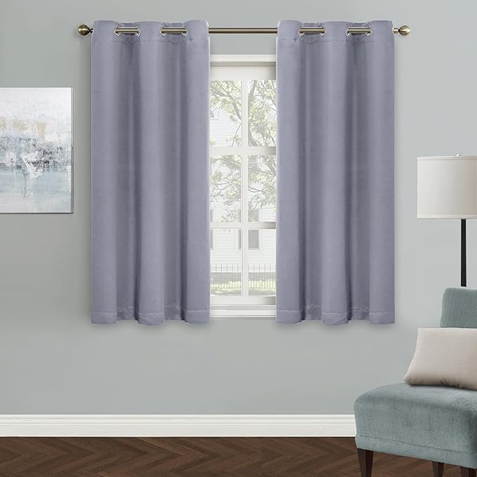 MYSKY HOME Grey Curtains for Boys Room Blackout Curtain for Bedroom Kitchen by MYSKYHOME