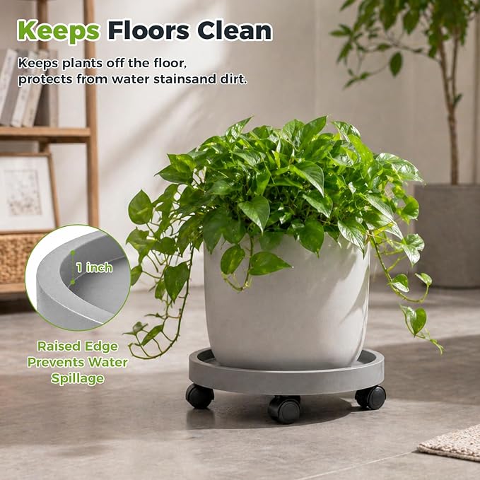 5 Pack Plant Caddy with Wheels Rolling Plant Stand with Wheels 10 Inch Plant - Image 6