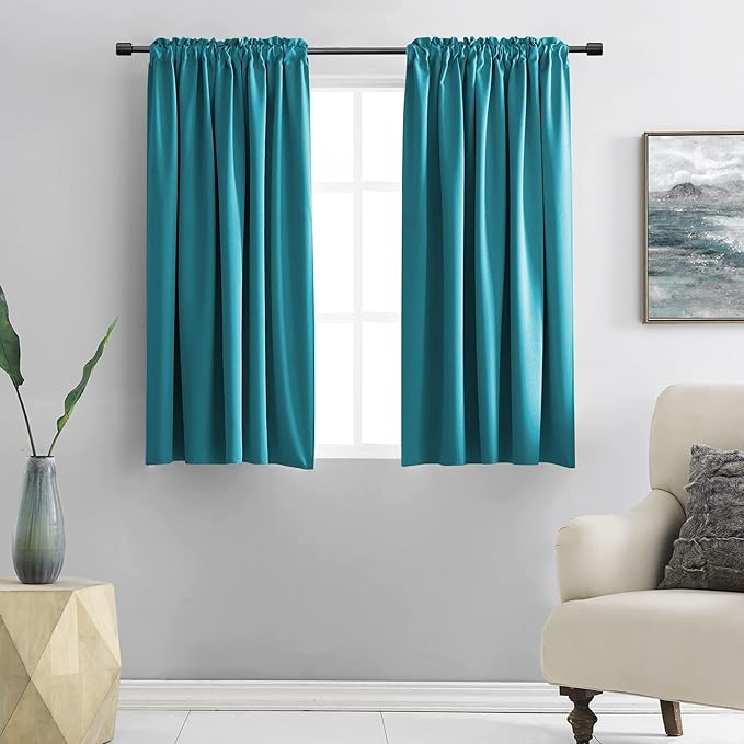 DONREN Teal Rod Pocket Blackout Curtain Drapes by DONREN