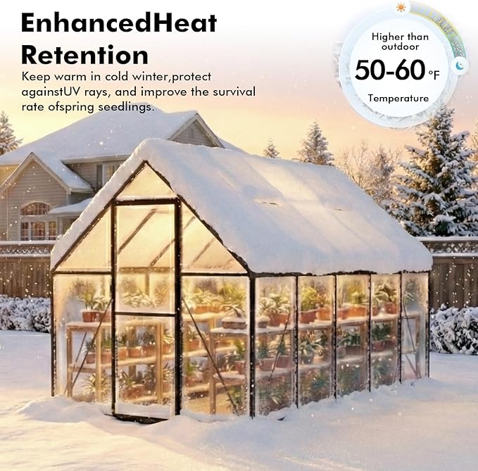 6×10FT Greenhouse for Outdoors, Walk-in Greenhouse and Winter Garden Planting - Image 4