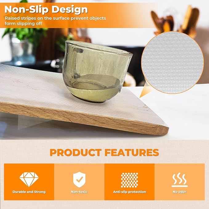 Kitchen Shelf Liner Non-Slip Cabinet Liner 12 in x 20 FT Washable Refrigerator - Image 4
