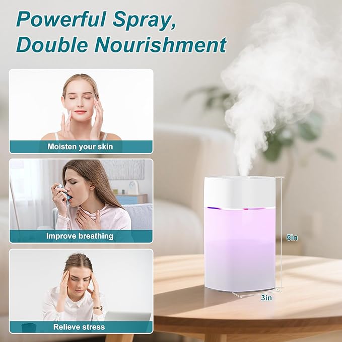 Small Humidifier for Plant, Cool Mist Mini Humidifiers for Bedroom, Desk - Image 3