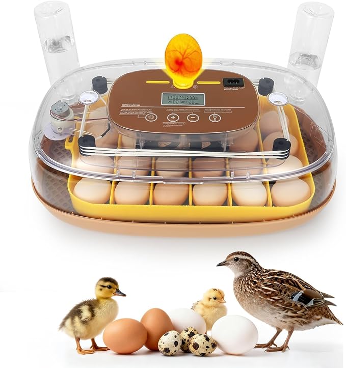 Smart 24-Egg Incubator for Hobbyists, Full-Stage Adaptive Humidity & Temp by ZEMIROCHARGE