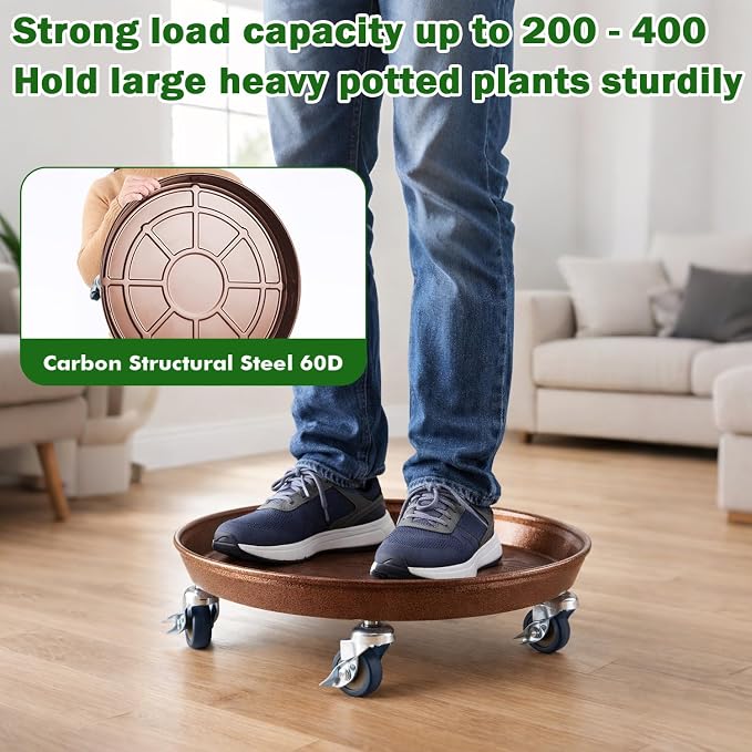 5 Packs Metal Plant Caddy with Wheels 13" Rolling Plant Stand Heavy Duty Plant - Image 4