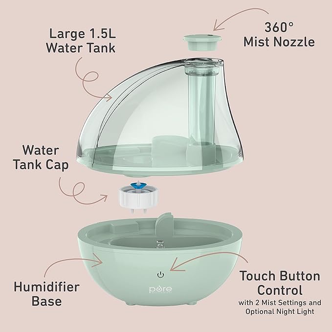 Pure Enrichment PureBaby Ultrasonic Cool Mist Humidifier & Soft Glow Night Light - Image 4