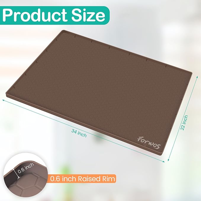 Waterproof Under Sink Mat 34" x 22", Silicone Cabinet Liner, Rubber Protector - Image 2