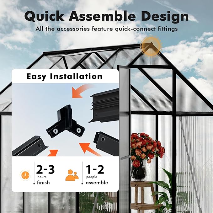 6×6FT Greenhouse for Outdoors, Walk-in Greenhouse and Winter Garden Planting - Image 7