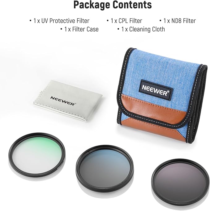 NEEWER 58mm UV/CPL/ND Lens Filter Kit, UV Protection + Circular Polarizing + - Image 8