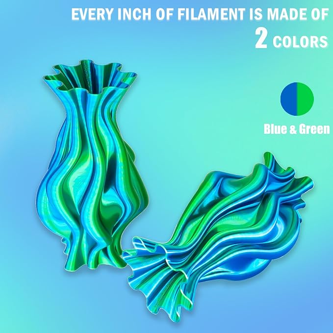 OVV3D PLA Filament 1.75mm, Silk PLA Dual Color Blue Green 3D Printer Filament - Image 8