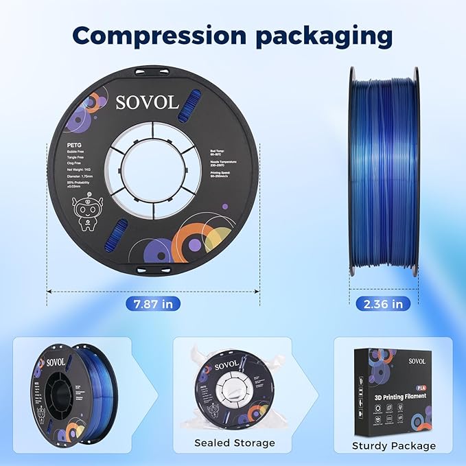 Sovol 3D Printer PETG Filament 1.75mm, Gradient Multicolors Filaments Material - Image 8