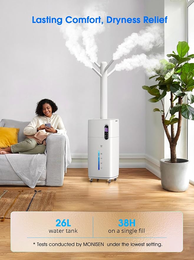 26L/5.7Gal Humidifier Large Room 3000 ft², Supersized Cool Mist, 38H Quiet - Image 2