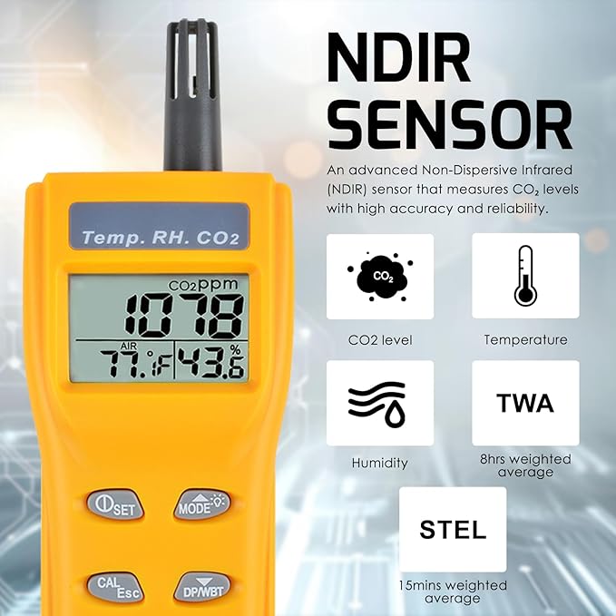 CO2 Meter Portable CO2 Detector Digital CO2 Monitor - Image 6