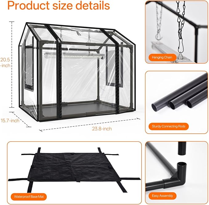 Bstrip Indoor Greenhouse with Grow Light, Mini EVA Tent with PE Base Mat - Image 8