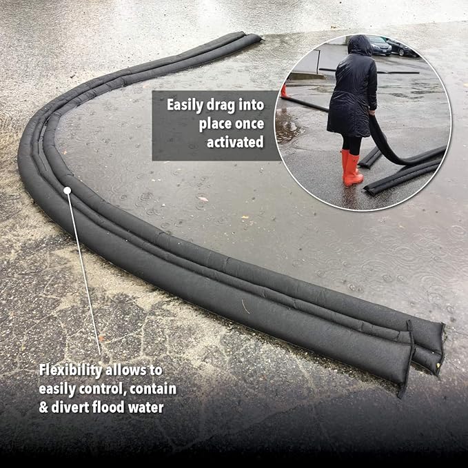 Quick Dam Water Activated 5ft Flood Barrier, Reusable Water Absorbers - Image 7