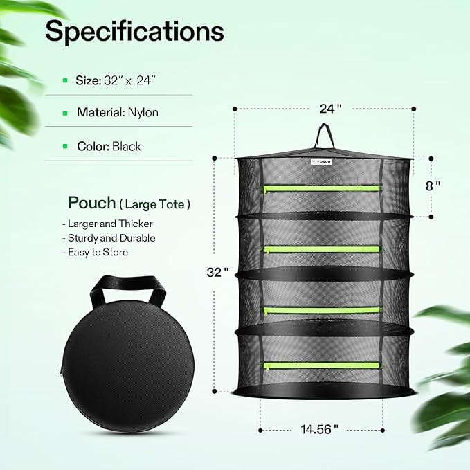 VIVOSUN 4-Layer Mesh Drying Rack Hanging Design - Image 2