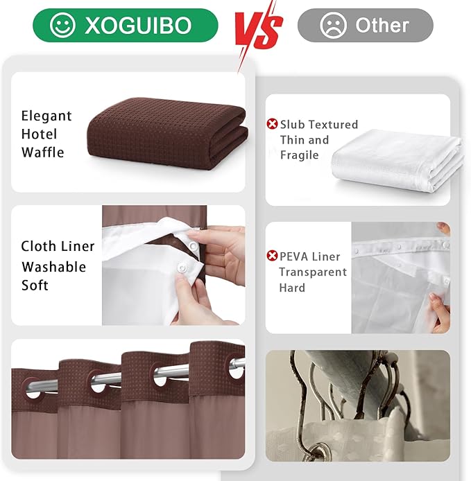 No Hook Shower Curtain and Liner Set - Image 5