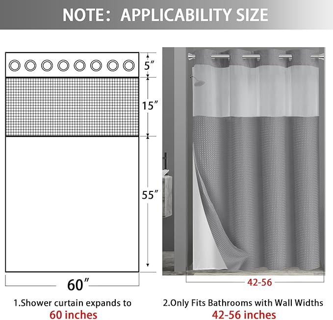 No Hook Shower Curtain and Liner Set - Image 6