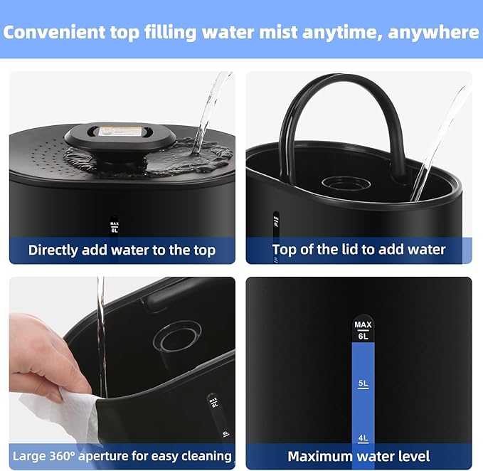 6L Humidifiers for Bedroom Large Room Home, Cool and Warm Humidifier for Baby - Image 6