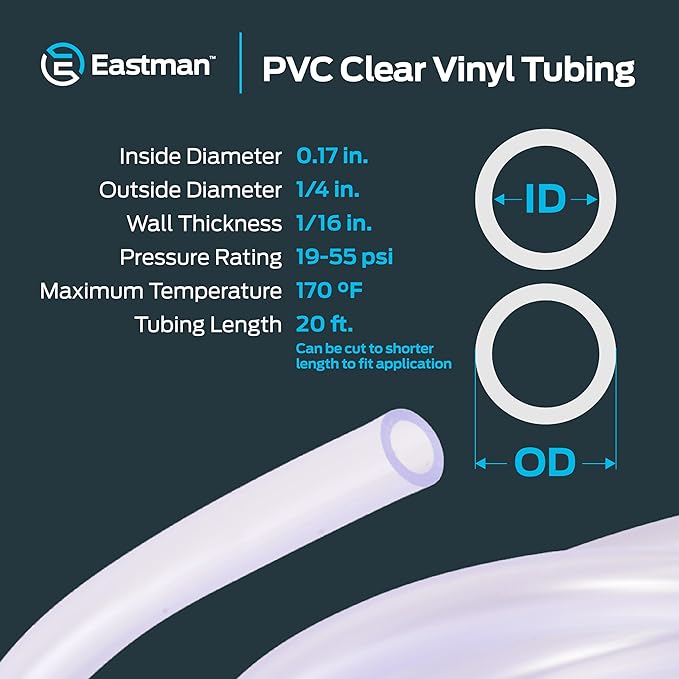 Eastman 0.17 Inch ID PVC Clear Vinyl Tubing, 20 Foot Length - Image 4