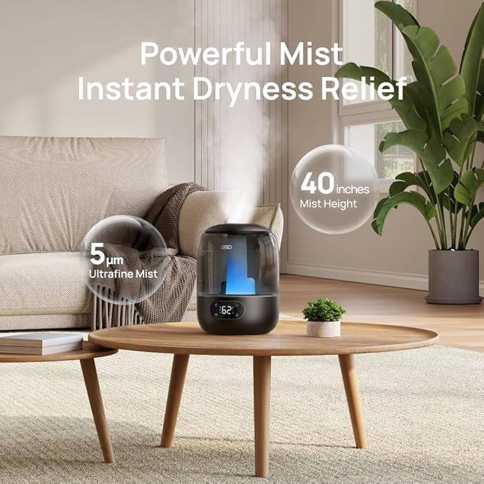 DREO Humidifiers for Bedroom, 3L Top Fill 30H & 26dB Quiet Runtime for Large - Image 5
