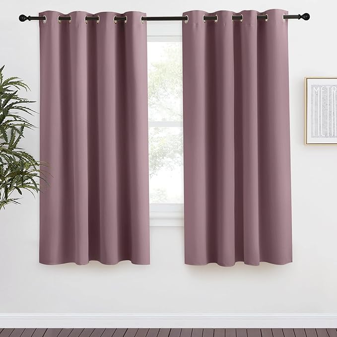 NICETOWN Dry Rose Blackout Curtain 57 inch Length, W55 x L57 Inch, 8 Grommets by NICETOWN